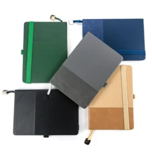 A5 hard cover PU notebook with metal bookmark for custom corporate gifting in the UAE