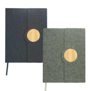 A5 RPET and bamboo notebook with magnetic closure for custom branding in the UAE