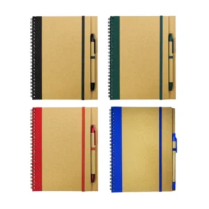 A5 recycled spiral notebook with pen for eco-friendly promotional gifting in the UAE