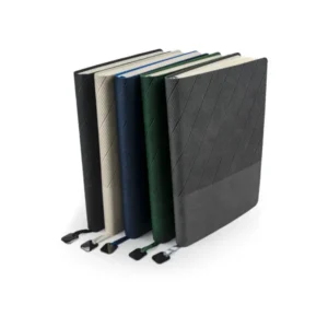 Soft PU A5 notebook with metal bookmark for premium corporate gifting in the UAE