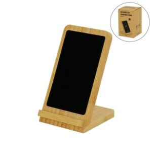 Bamboo Wireless Charger Stand 15W with LED Logo