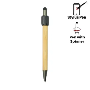 Bamboo and Metal Stylus Pen with Top Spinner
