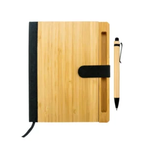 Bamboo and RPET A5 notebook with pen for sustainable corporate gifting in the UAE