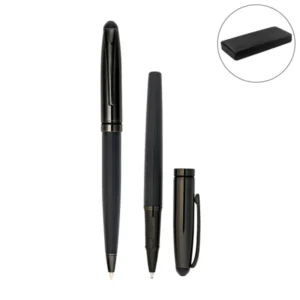 Black Metal Pen Set in PU Leather Box