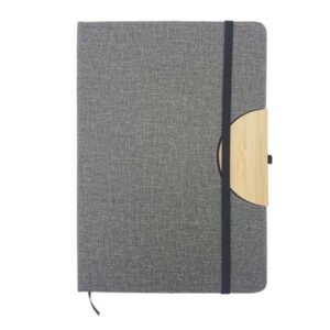 Dorniel A5 notebook with foldable fabric and bamboo cover that works as a mobile stand