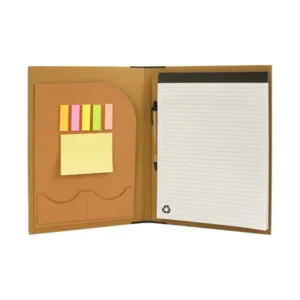 Eco-friendly A4 folder with notepad sticky notes and card slots for corporate gifting in the UAE