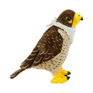 Falcon plush toy with white scarf