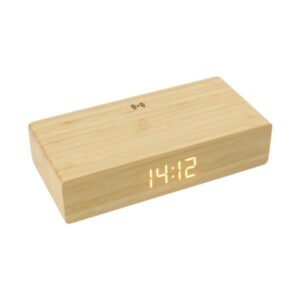 Bamboo Clock with 5W Wireless Charging