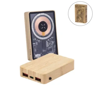 Bamboo magnetic wireless powerbank with 15W fast charging