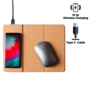 Cork Foldable Mousepad with 15W Wireless Charging