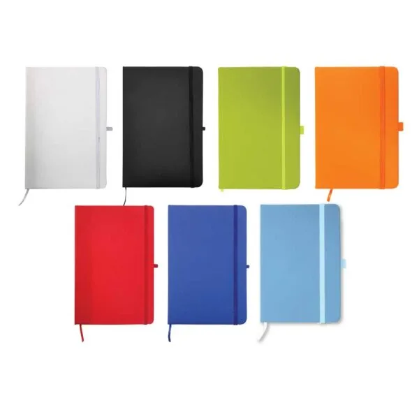 A6 PU Leather Notebook A6 PU leather notebook with elastic band and pen holder for custom corporate gifting in the UAE
