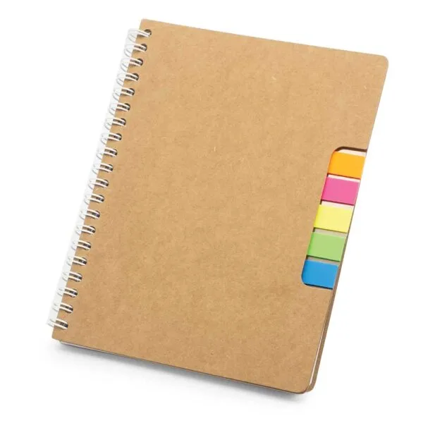 Recycled Spiral Notebook with Sticky Notes & Pen Recycled spiral notebook with sticky notes and pen for eco-friendly branded gifting in the UAE