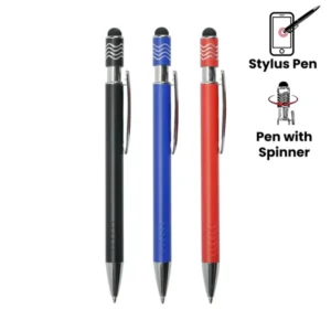 Stylus Metal Pen with Wave Design Spinner