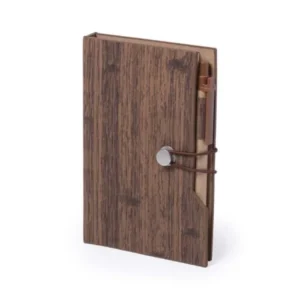Wood design recycled notebook with sticky notes and pen for corporate gifts in the UAE