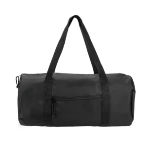 Custom duffle gym bag in black polyester