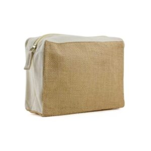 Natural jute and cotton zipper pouch
